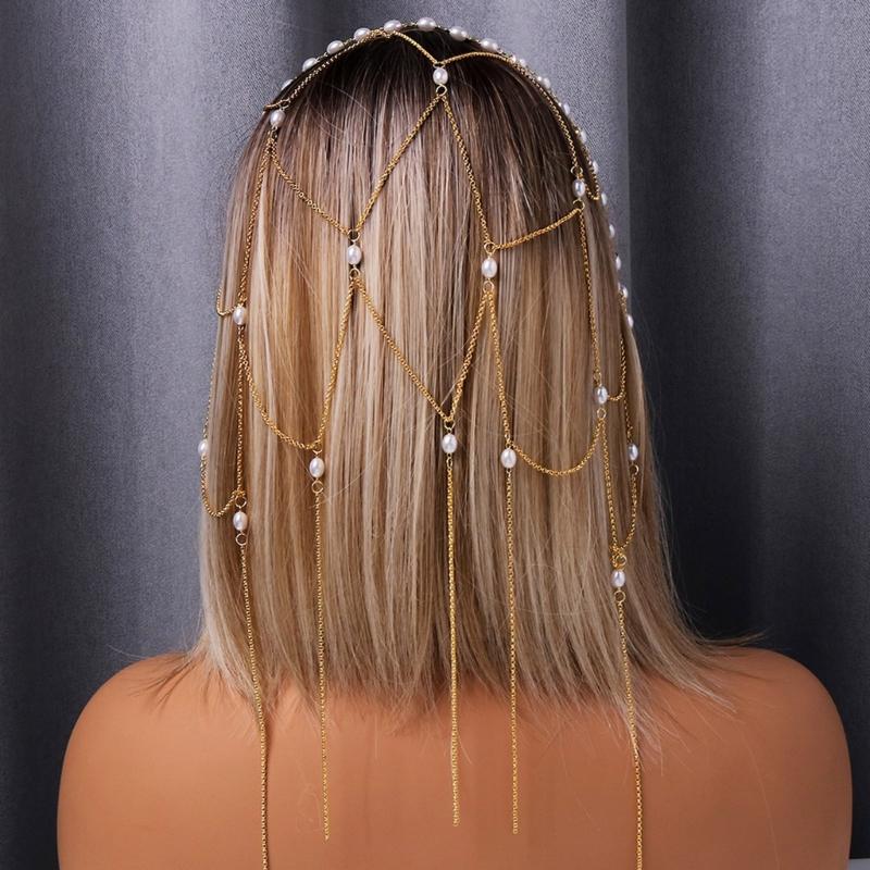 Prachtige Legering Haarstuk Haarversiering Met Fijne Parels Kwastjes Ideaal Voor Bruiden En Avondfeesten