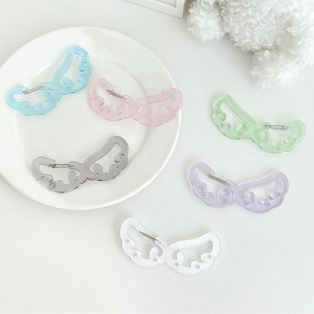 Acrylic Wing/Stars Shape Carabiner Hook Clips Card Holder Keychain Portable Outdoor Keyring Hook Backpack Pendant Gifts