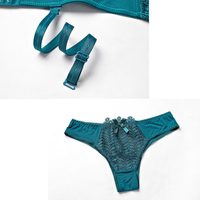 Julexy Push-up-BH-Set für Damen, Unterwäsche, Spitzen-Dessous, Büstenhalter und Slip, verstellbares Bralette-Höschen