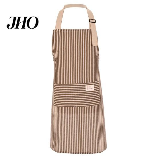 Waterproof Kitchen Apron Cotton Linen Striped with Pocket Breathable Oil-proof Pockets Adjustable Men Women Chef Cooking Baking Sleeveless Bib