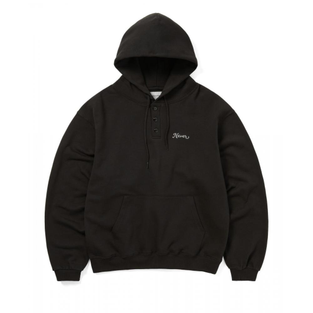 Thisisneverthat Quarter Button Hoodie Off Black S