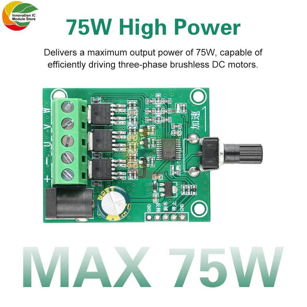 DC 5-24V 75W Three-phase DC Brushless Motor Drive Board, Electrically Adjustable Hard Disk, Fan Motor Speed Controller Module
