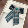 Vintage Fabric Bow Brooch Pin for Women Rhinestone Pearl Badge Shirt Dress Bowknot Elegant Lapel Pins Flower Accessories