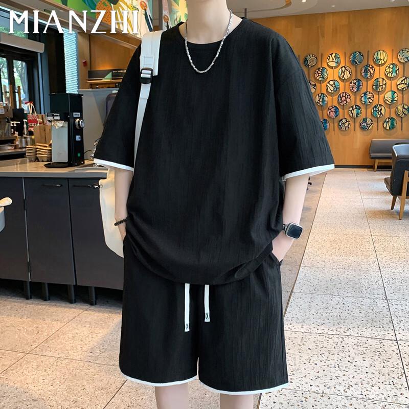

Men s Ice Silk Short Sleeve T-Shirt & Shorts Set XL