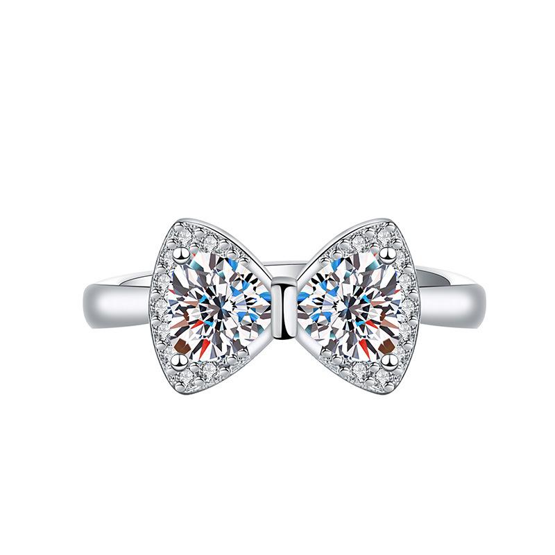 Open Adjustable European and American Style New Imitation Mosane Diamond Adjustable Girls' Ring Fashionable Creative Ring