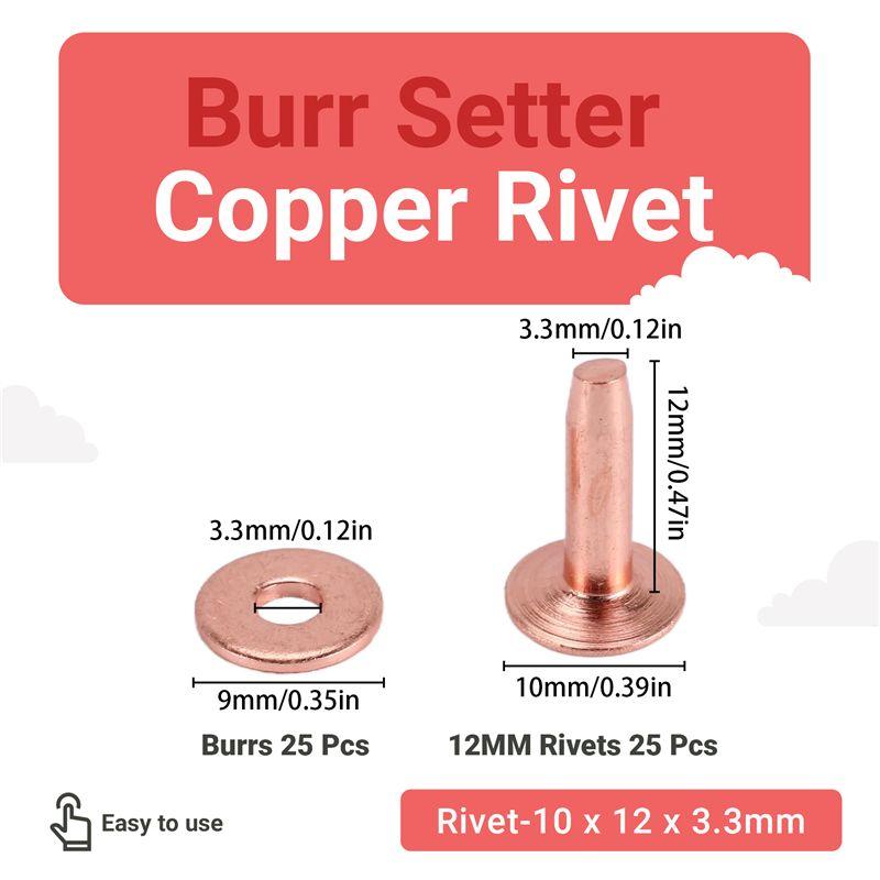 BAAJ-25 Sets Copper Rivet Burrs Washer, Long Leather Copper Rivet Fastener,For Wallets Leather DIY Craft Supplies