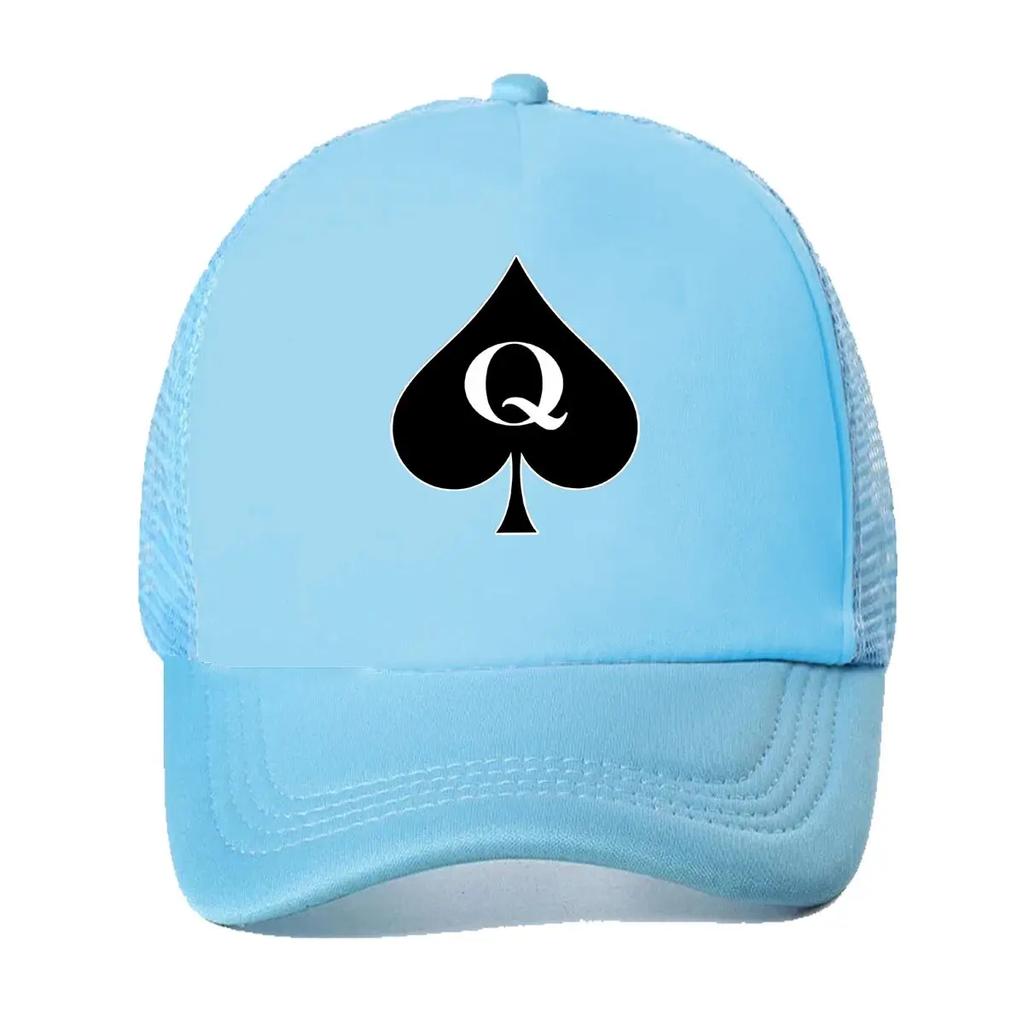 Playing - Card - Themed Graphic 'Q' of Spades for a Card - Cultural Design Mesh Baseball Cap