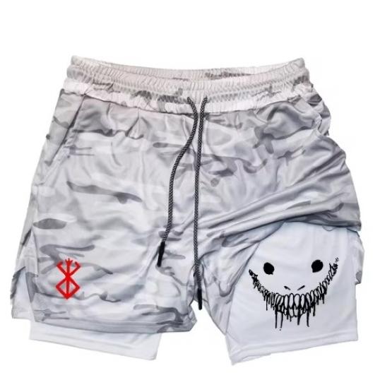 Berserk Muay Thai Kick Boxing UFC MMA Segakunstide Segavõitluskunst Püksid Anime Mehed Naised Unisex Kahekihilised Kiiresti Kuivavad Hingavad Sportlikud Jõusaal Fitness Treening