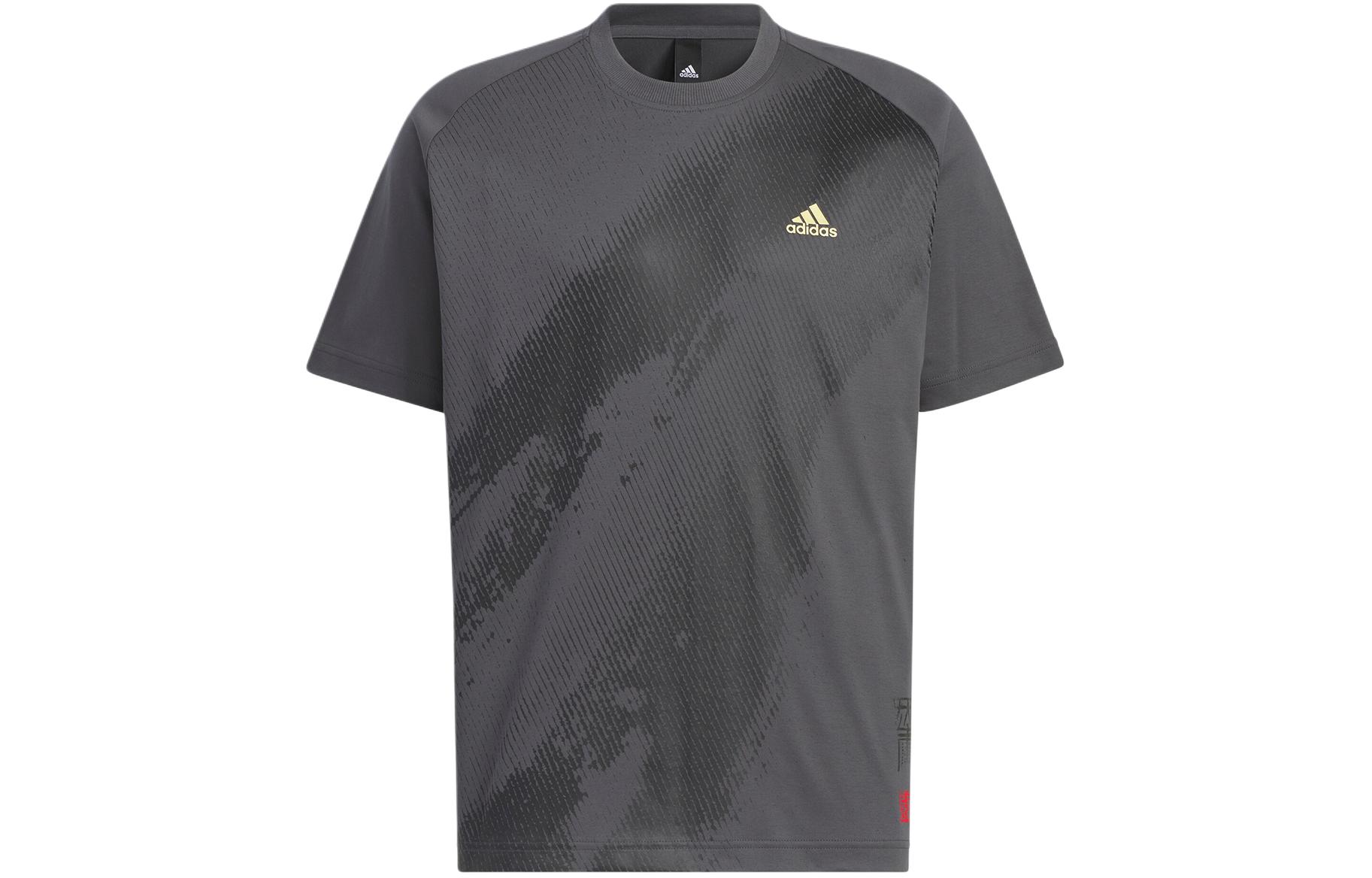 Adidas T Shirts Men s Dark Gray Crew Neck Moderate Straight Fit JF0784 S