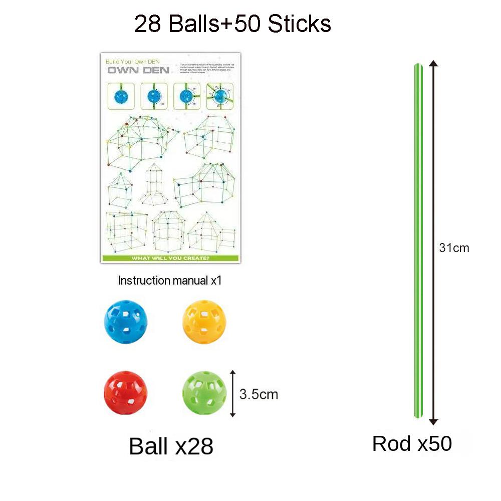 Children Creativity Fort Construction Bricks Indoor Tent Brick Set DO IT YOURSELF Learning Construction Castle Assembled Playthings Ball Games Toy