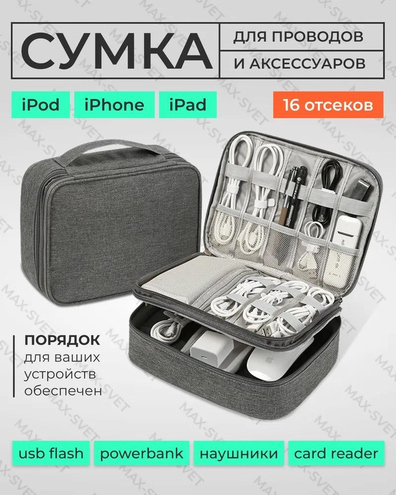 Portable Digital Accessories Organizer Bag Dual Layer Storage Case for Power Bank Charging Cables Travel Electronic Accessories Storage