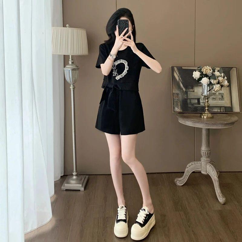 Fashionable Sports Suit Women's Summer Loose Casual Short Sleeve Shorts Two-piece Set