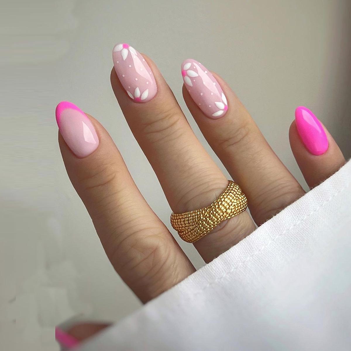 

Almond Shape Short Blue Flower Wearable Nail Art Stickers