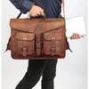 Goat Leather Bag Men's Genuine Vintage Messenger Bag Shoulder Laptop Briefcase