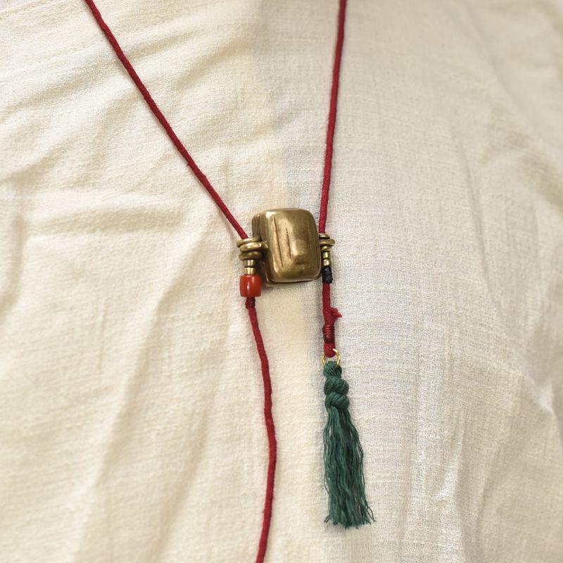 Men's Tibetan Ethnic Style Pure Copper Gau Box Necklace Pendant