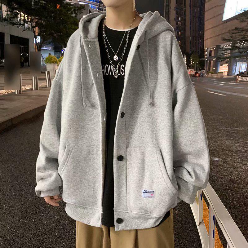 Men's Casual Hooded Cardigan: Autumn/Winter Hong Kong Style College Sports Jacket