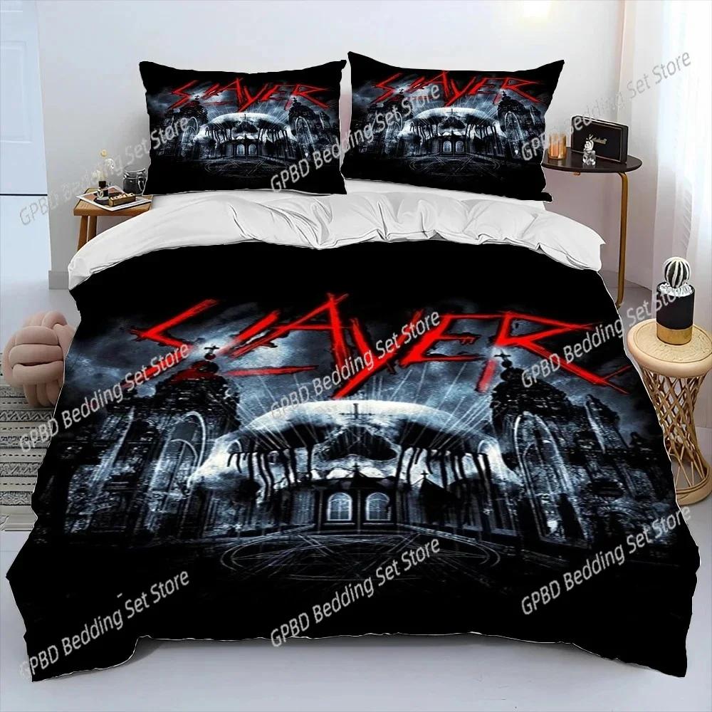 3D Print Slayer Heavy Metal Bplus Music Beding Set Bedrom Soft Modern Bedspreads Comefortable Soft with Soft Fabric Duvet Cover Quilt Pilowcase