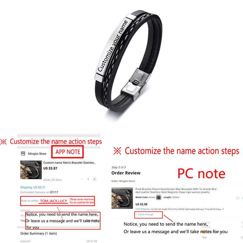 

Business Men s Custom Name Men Charm Bracelet Stainless Steel Leather Fashion Women Cuban Bracelet Adjustable Length Boy Gift 21cm