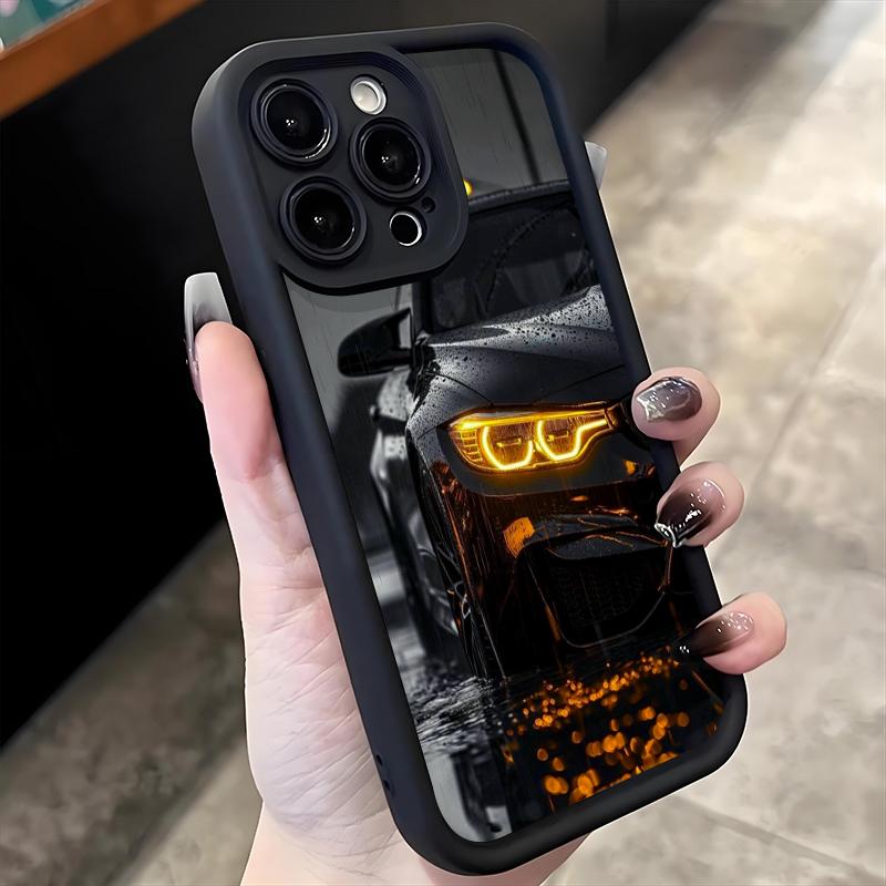 Custodia in Silicone Morbido Nera alla Moda con Design di Auto Sportiva per iPhone 17 16 Pro Max 15 14 13 12 11 Pro Max 16E 17Air X XR XS Max