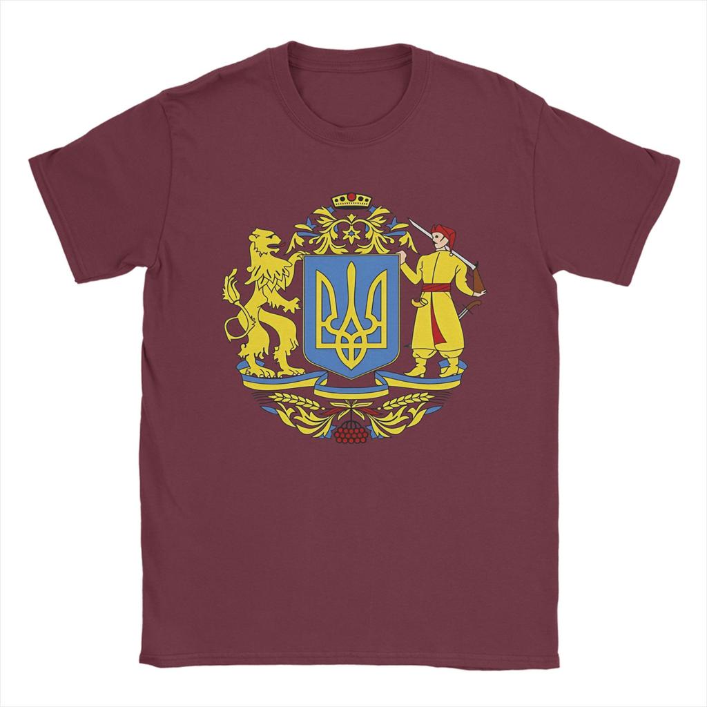 Men TShirt Ukrainian Coat Of Arms Novelty Cotton Tee Shirt Short Sleeve Ukraine T Shirts Round Neck Clothing Summer