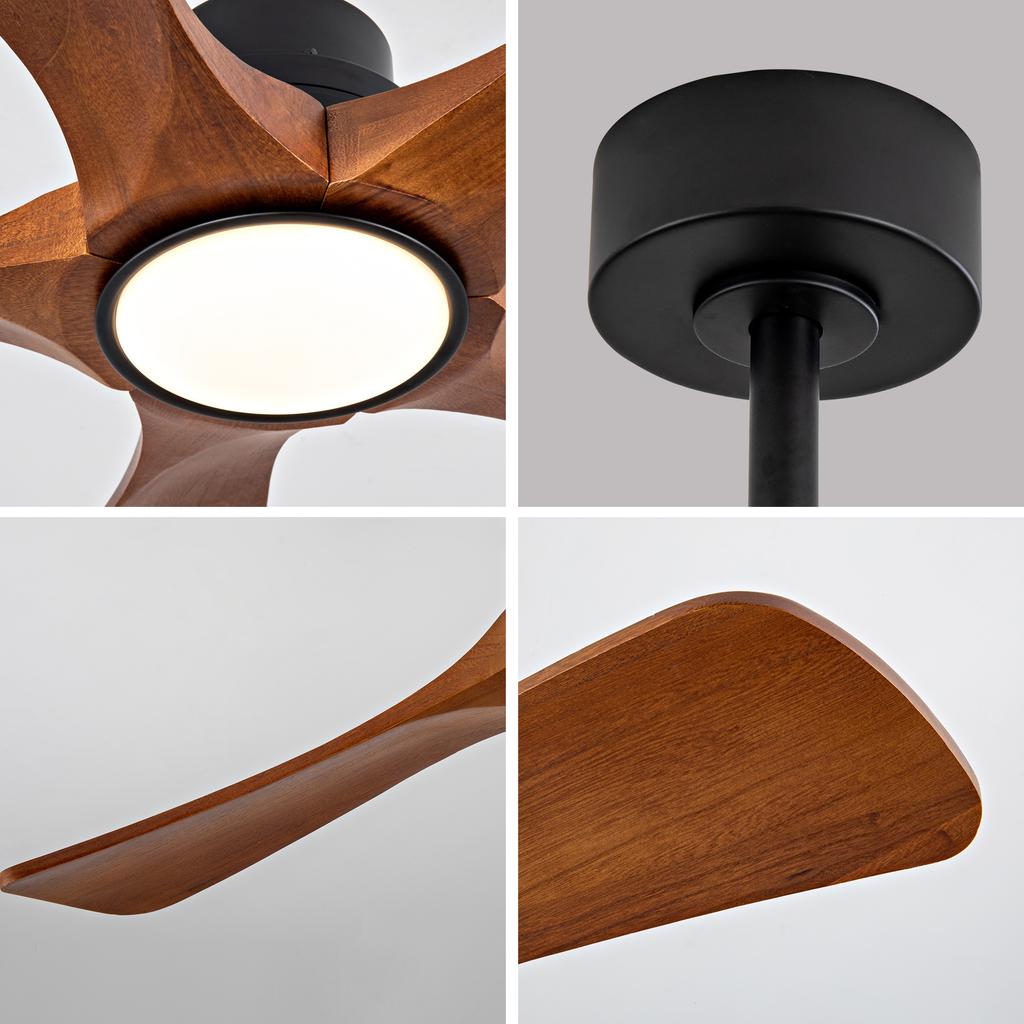 Ventilatore da soffitto da 42 pollici, 5 pale, con illuminazione e telecomando, 6 livelli di velocità, funzione di inversione, 3 CCT, dimmerabile, per pati/soggiorni/sale da pranzo