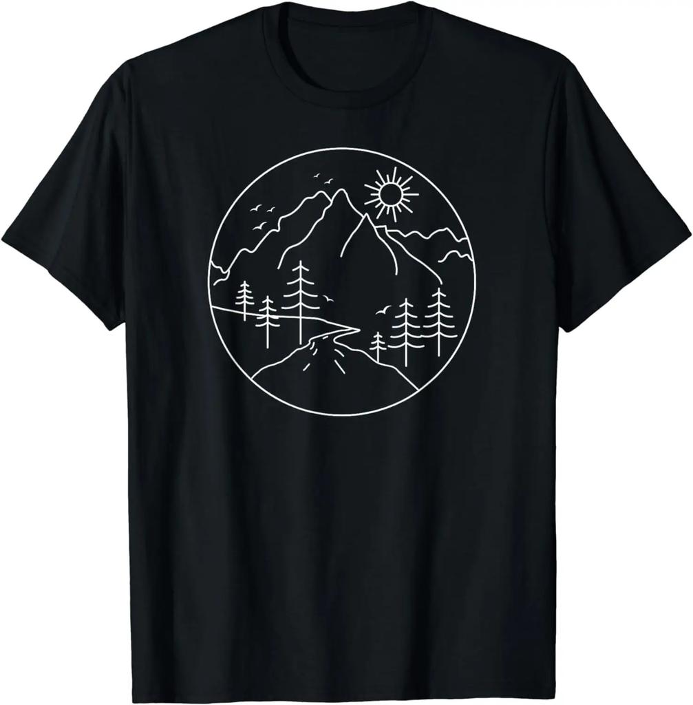 Sunrise Mountain Nature Hiking Camping Outdoors Mountains T-Shirt Graphic T Shirts Streetwear Men Clothing Tops Camisas