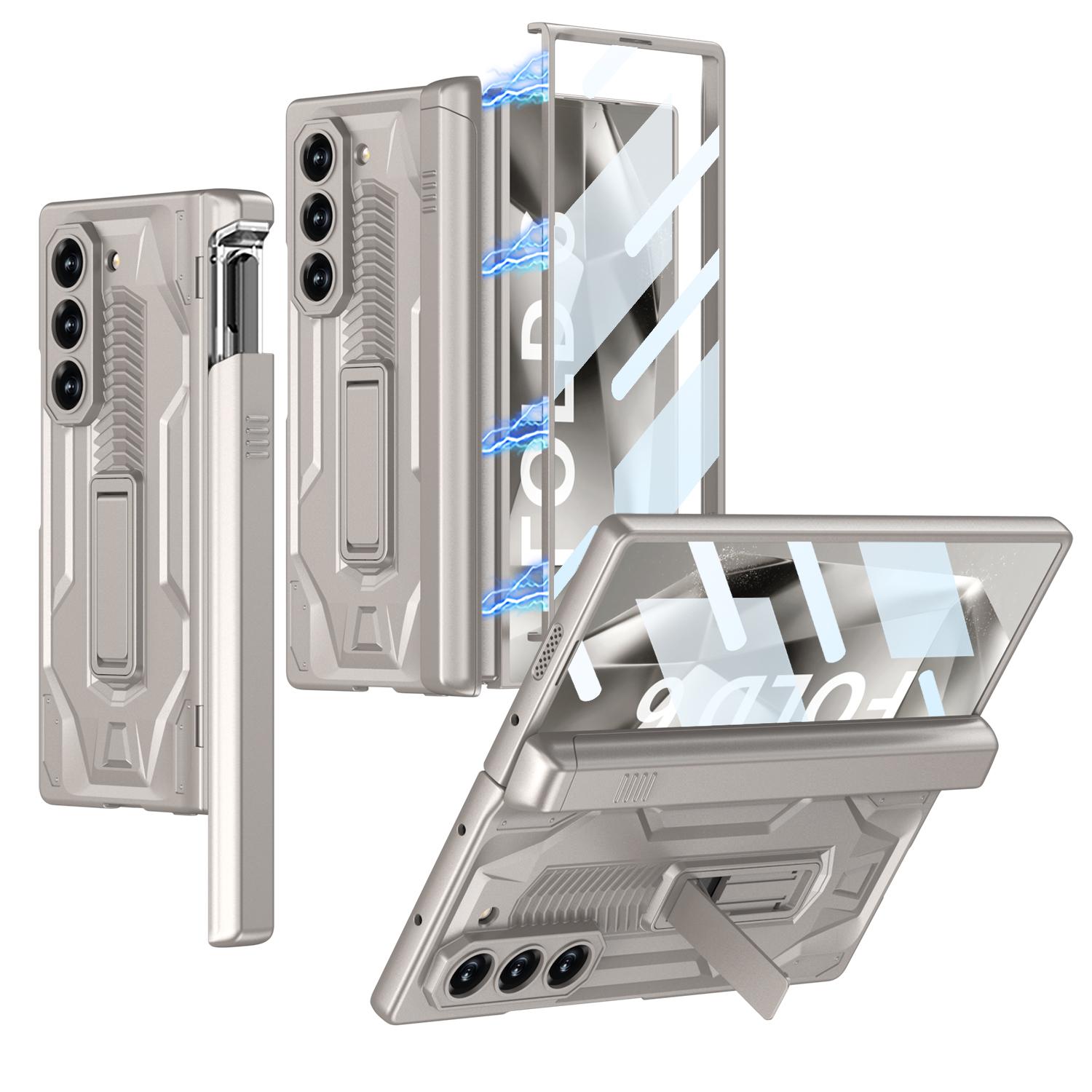 

Жесткий защитный чехол для телефона с петлями для Samsung Galaxy Z Fold 6, чехол с кронштейном для ручки, защитная пленка для экрана For Galaxy Z Fold 6&Case with Pen