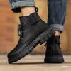 Fashion Men's Casual Leather Boots Winter Men Work Boot Mens Shoes Non-slip Designer High Top Ankle Boots Black Motorcycle Shoes