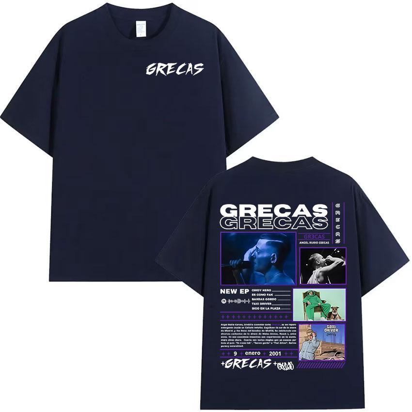 Rapper Grecas 2025 Album Graphics Tshirts Men Gothic High Quality Cotton Tshirt Vintage Oversized Short Sleeve Tees Streetwear