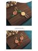 2022 Festive Chinese Cloisonné Fu Chalcedony Agate Earrings