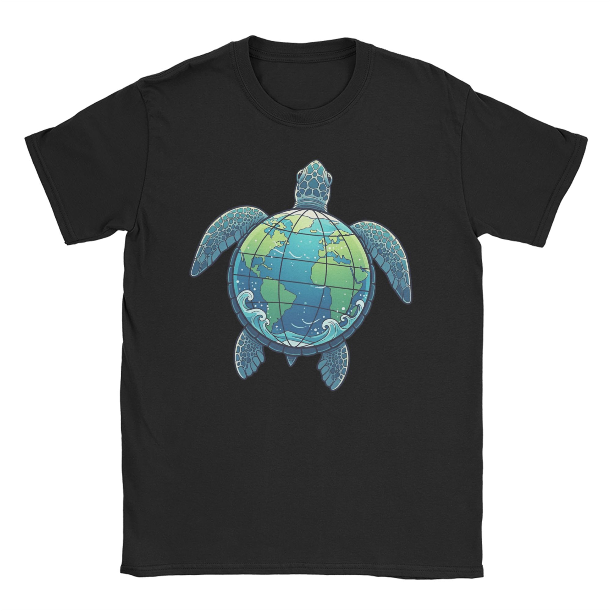 Vintage Funny Earth Day 2026 Save The Earth Sea Turtle T-Shirts Round Neck Cotton T Shirts Short Sleeve Tees Printed Clothes S разноцветный