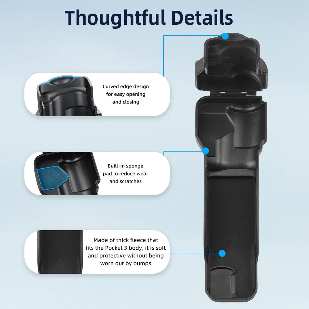 BRDRC Pocket 3 Bildschirmschutzhülle Abdeckung DJI Osmo Pocket 3 Zubehör Handkamera Objektivkappe Hartschale mit weicher Auskleidung