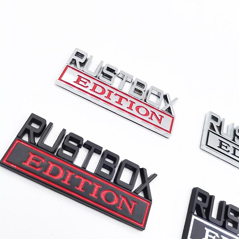 1Pc 3D Metal Rustbox Edition Logo Car Side Fender Rear Trunk Emblem Badge Sticker Decal