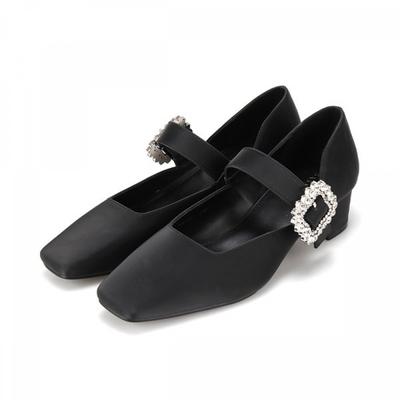Leather Jewel Detail Dress Mary Jane Pumps 4cm Bbj107bk