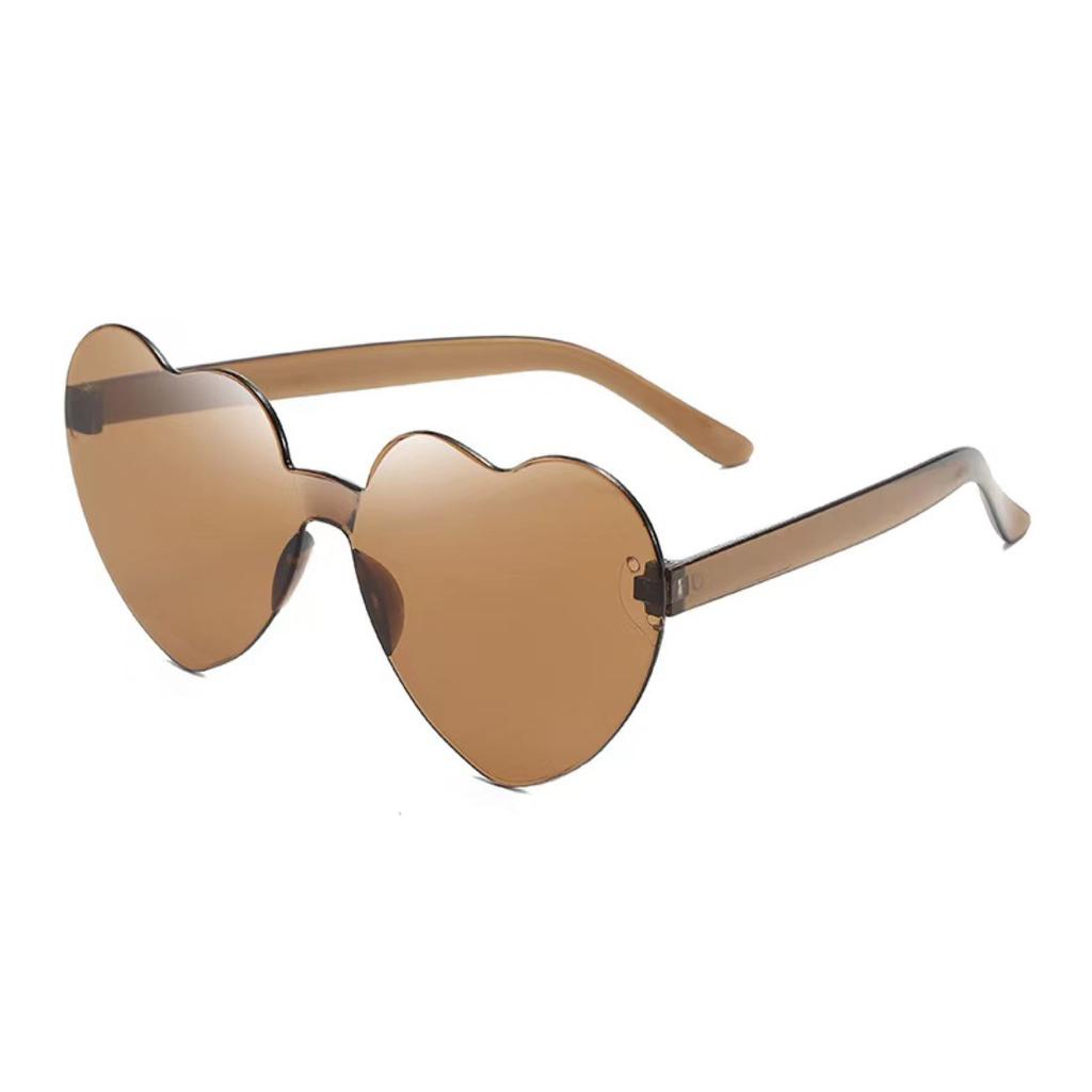 KAMMPT Rimless Heart Shaped Sunglasses 2024 Women Fashion Vacation Beach Outdoor Shades Trendy Stylish Design Party Sun Glasses