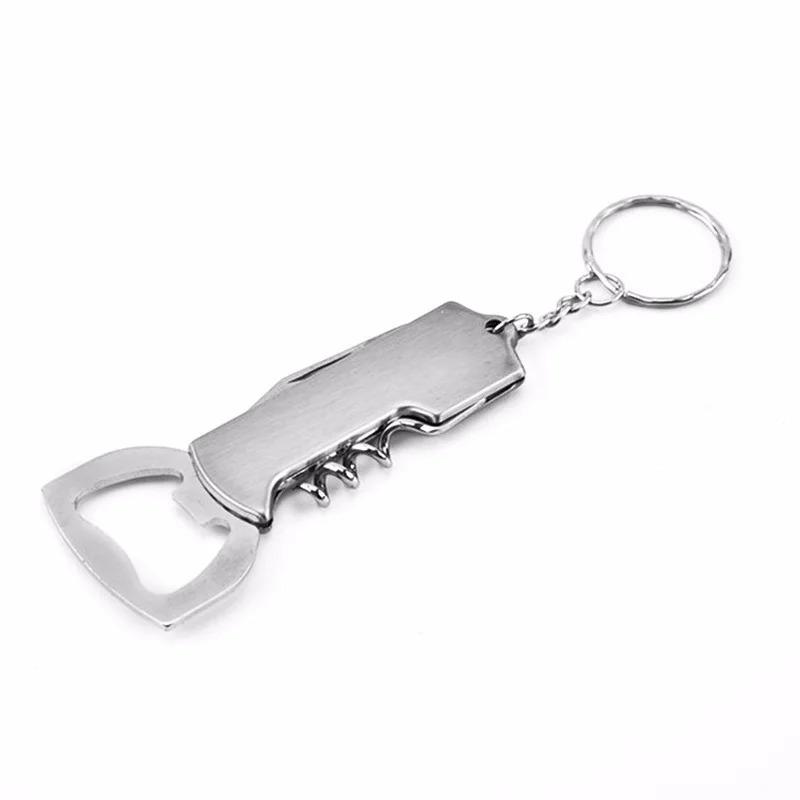 3 In 1 Keychain Beer Bottle Opener Stainless Steel Portable Red Wine Beer Bottle Opener Foil Cutter  Kitchen Tool