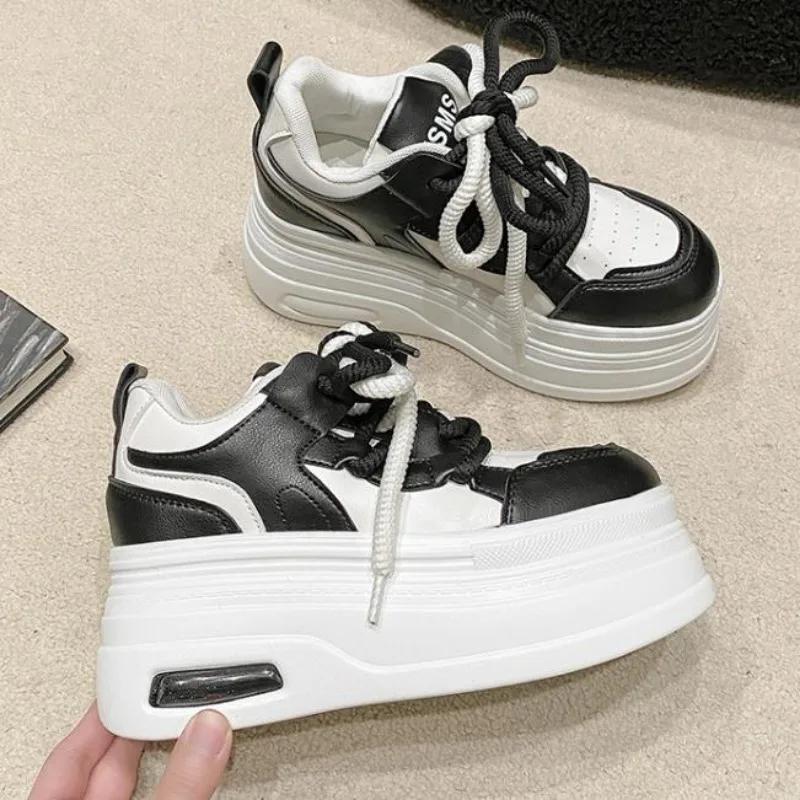 Fashion Hot Sales 8.5CM High Platform Sneakers Women Casual Sport Shoes Autumn Vulcanized Skateboard White Shoes Woman Chaussures Femme