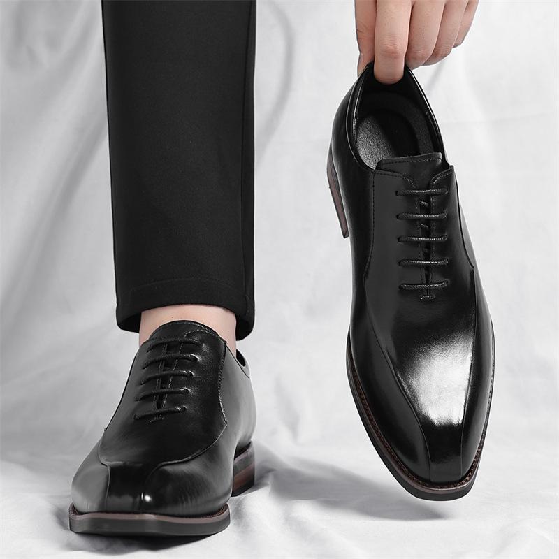 British-style Formal Business Dress Shoes for Men Solid Color Fashion Casual Cow Leather Shoes Male Big Size Brogue Shoes Man