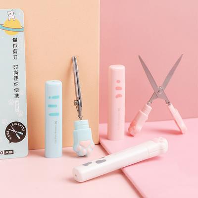 Schoolleerlingen Schattige Kattenpoot Schaar met Beschermhoes voor Scrapbooking DIY Gereedschap Student Draagbare Journaling Benodigdheden