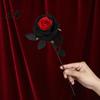 Decorative Faux Flowers Artificial Rose Flower Gothic Black Red Silk with Style Flower Decor Long Stem for Halloween Arrangement Home Wedding