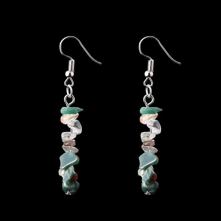 Irregular Natural Crystal Stone Beaded Earrings Multicolor Stone Diy Fringed Earrings E05