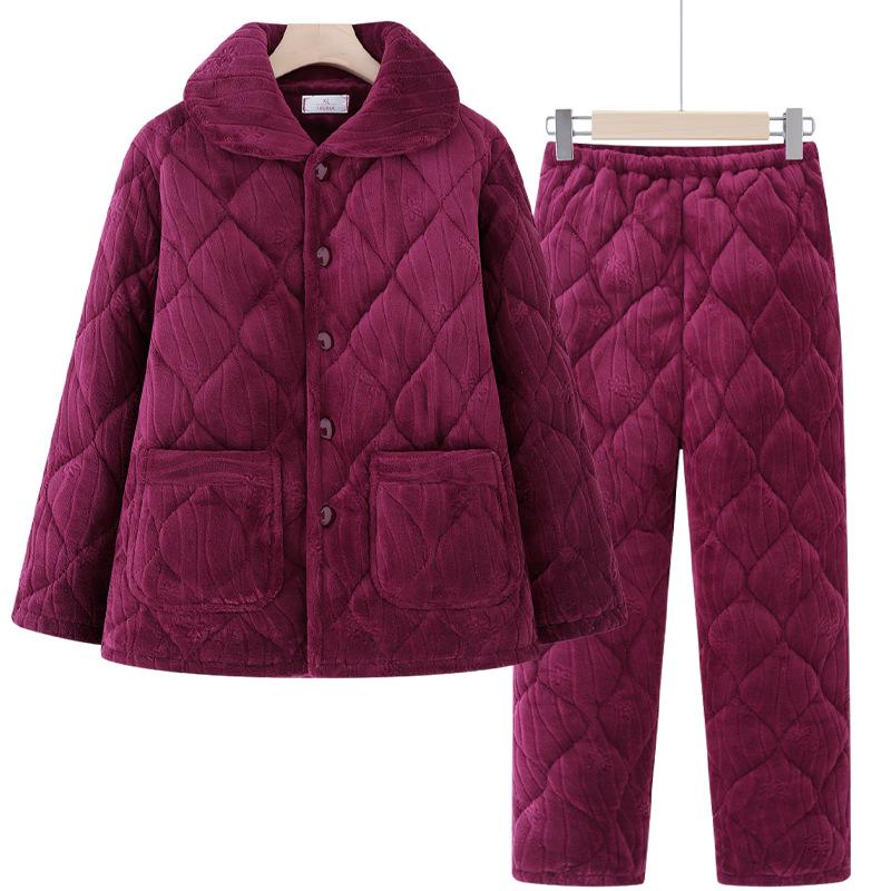 

Warm Quilted Winter Pajama Set for Middle-aged and Elderly Women XL (120-140 jin)
