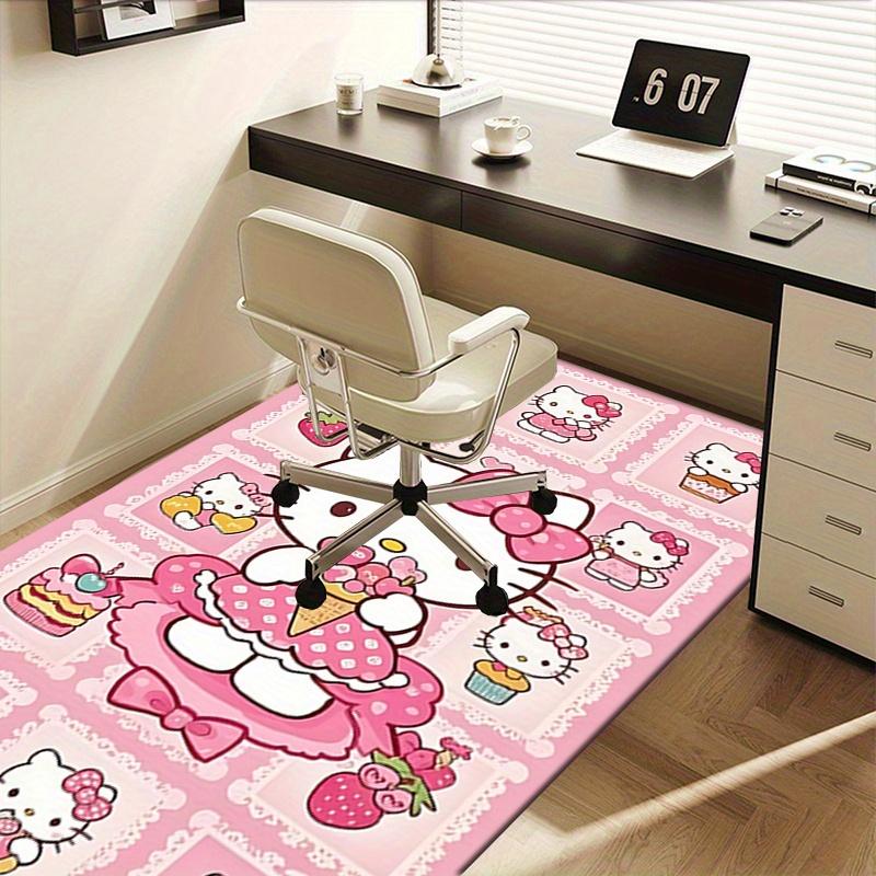 Office Rug Hello Kitty, Pink Anti-Slip Rug, Machine Washable for Living Room, Bedroom, Office, Multiple Sizes, Bedroom Mat, Decorative Mat, Durable Ma