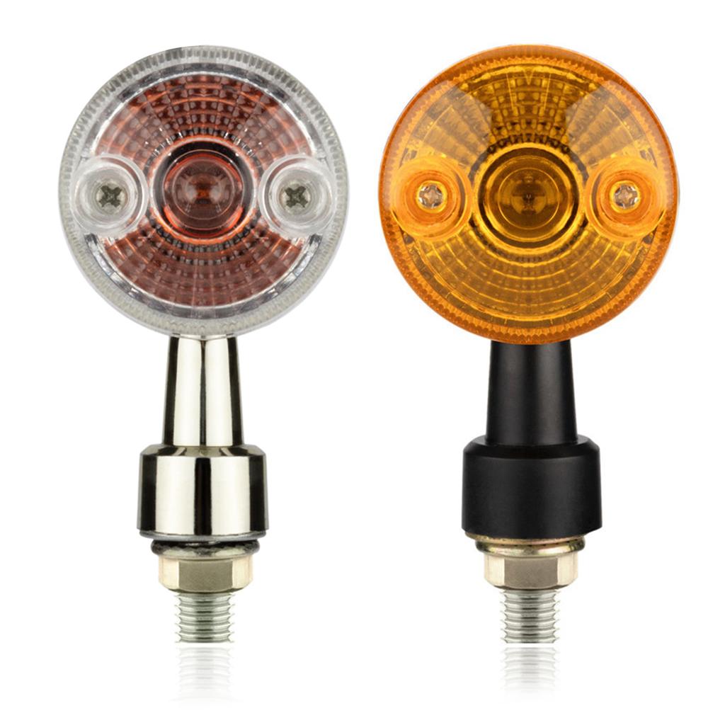 2 Stück Motorrad-Blinker für GN/CG125 Universeller Ersatz Vintage Runde Blinkerlampe Bernstein Blinker