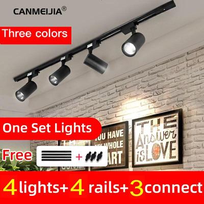 (4 Stück Lampen + 2 m Schiene) Ganzes Set LED-Schienenlicht COB-Schienenleuchten Aluminiumschienen Schienenbeleuchtungskörper für Kleidung