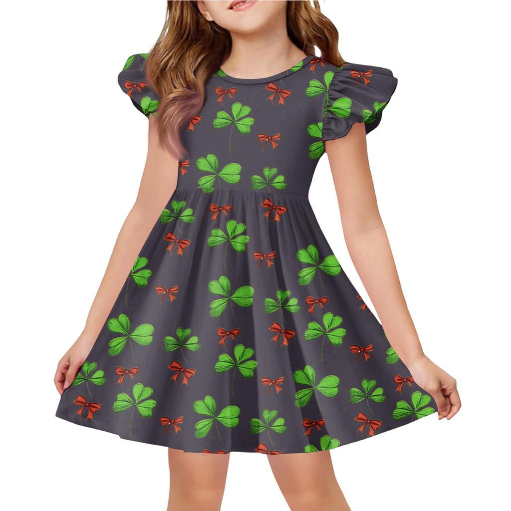Girls' Summer Princess Dress - A-Line T-Shirt Dress St. Patrick's Day