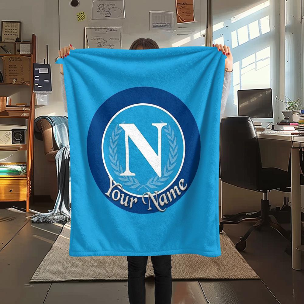 1 Stück Napoli Wappen Benutzerdefinierter Name Gemustert Flanell Decke Geeignet für Alle Jahreszeiten Für Heimdekoration Wärme Und Komfort Geschenke Feiertagsgeschenk
