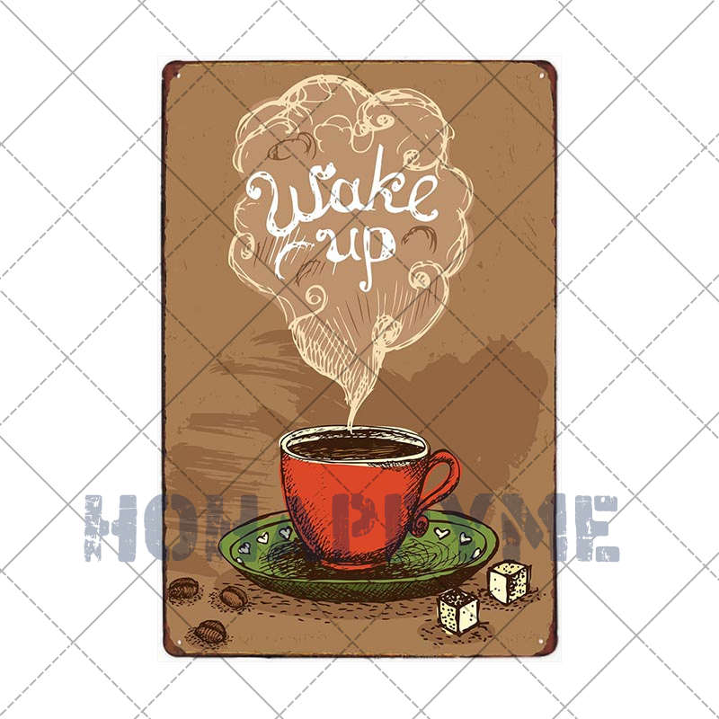 Letrero de Café Retro Decoración de Café Bar Placa Vintage Tienda de Bebidas Decorativo Pared Pub Club Póster 20x30cm