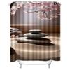 Zen Stones and Cherry Blossoms Waterproof Shower Curtain Heat Resistant Machine Washable Non-Transparent 180x180cm