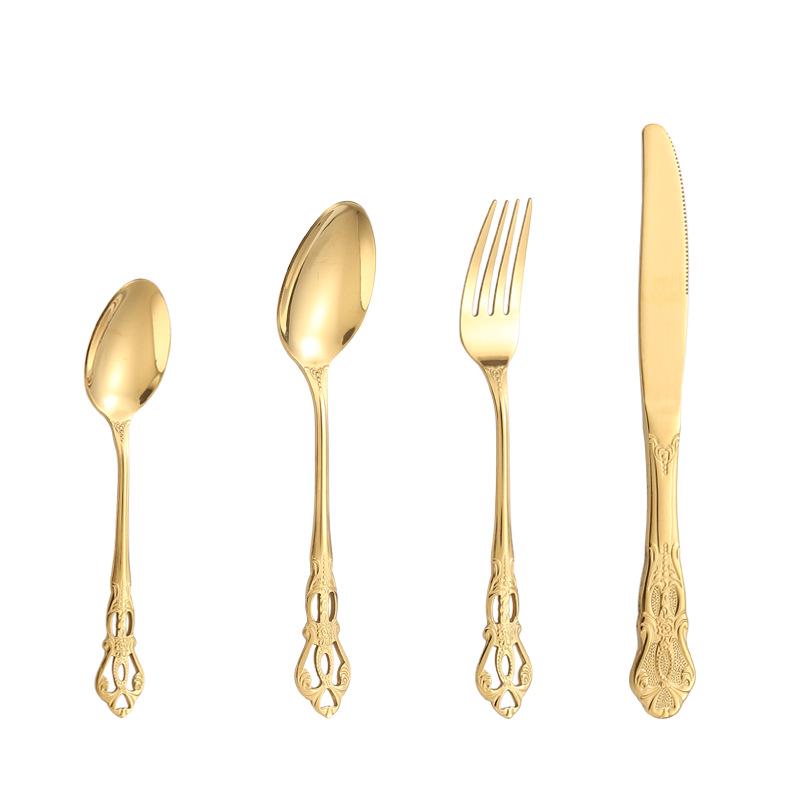 European Style Stainless Steel Steak Knife, Fork, and Spoon Set for Western Restaurant or Household Use